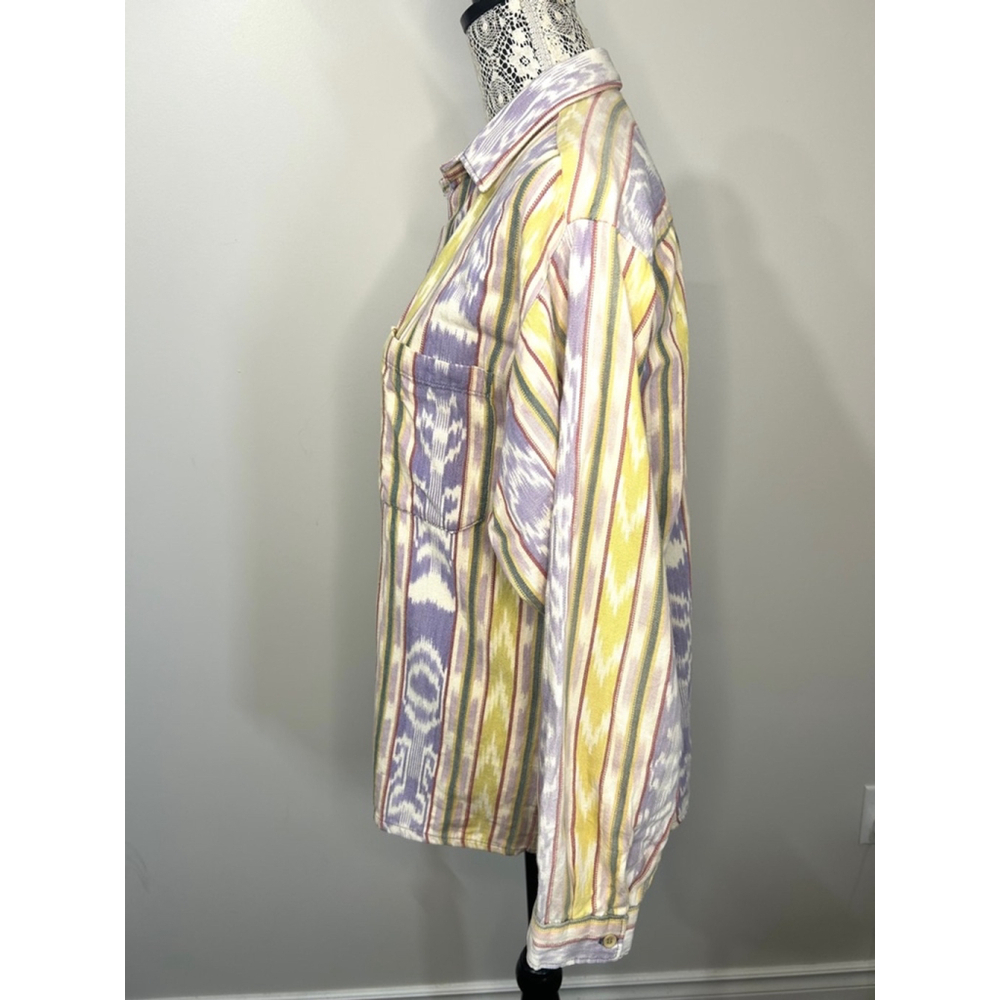 Men's vintage 90s Popol Vuh Shirt, Size M, White & Purple streetwear grunge - Picture 4 of 8